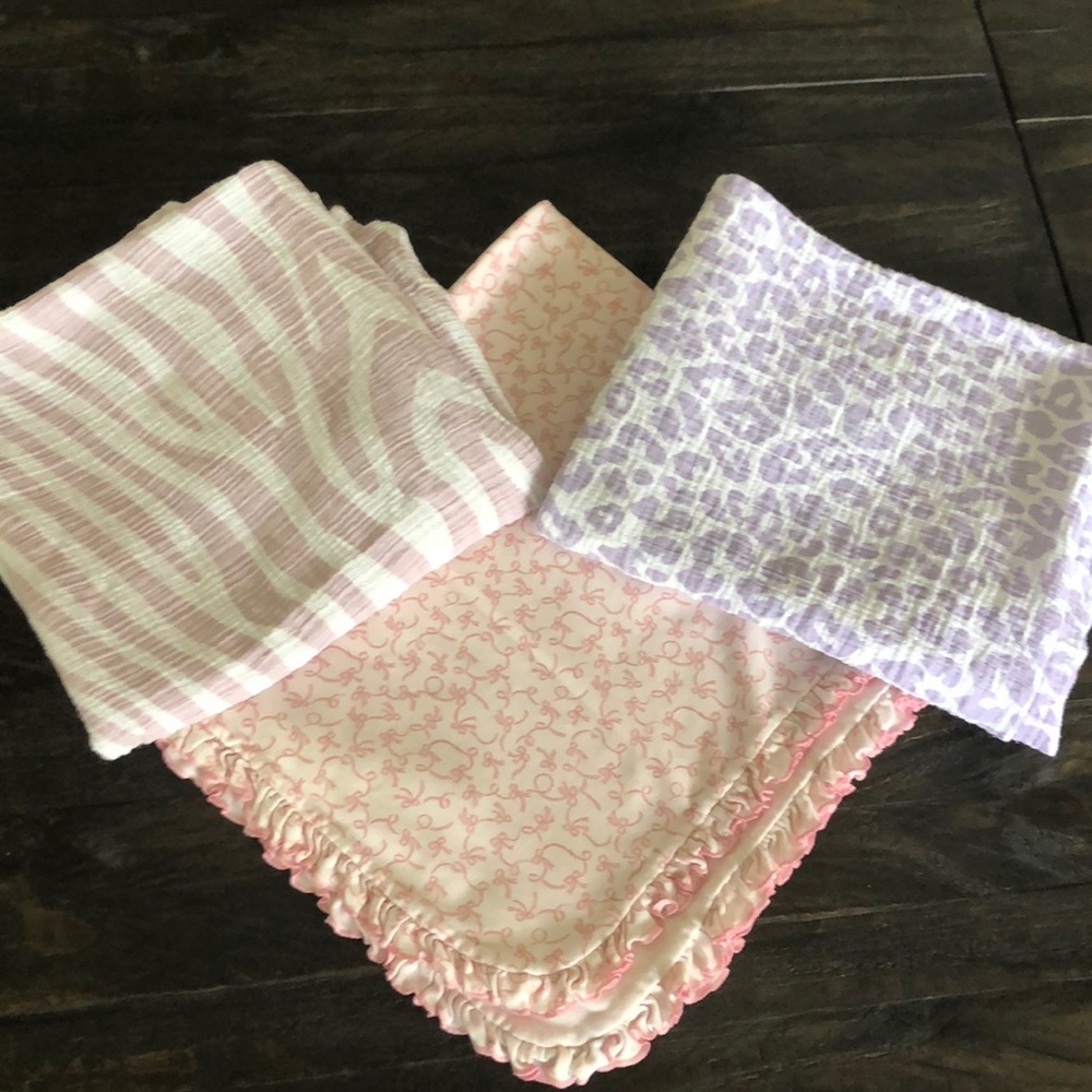 Girl Muslin & Cotton Receiving Blanket Bundle